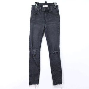 Madewell Jeans Women's Size 24 Skinny 9" Mid-Rise Raw Hem Distressed Stretch